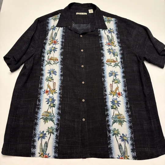 Batik Bay Men's XXL Hawaiian Shirt Button Up Palm Trees Beach Rayon Short Sleeve