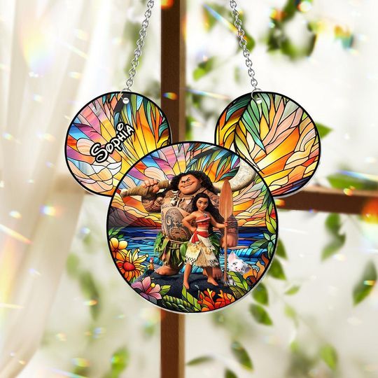 Custom Princess Moana Acrylic Suncatcher, Disney Princess Suncatcher, Moana Suncatcher, Disney Window Hangings, Gift For Him