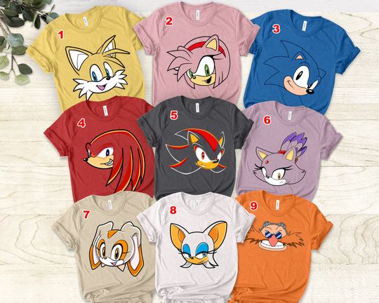 Custom Disney Sonic the Hedgehog Unisex T-shirt, Sonic Group Matching Shirt, Sonic Shadow Amy Rose Miles 'Tails' Prower Knuckles Shirt Gift