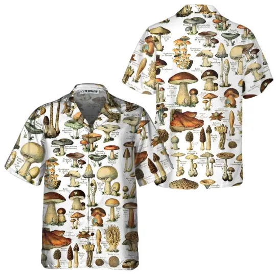 Vintage Fungi Hawaiian Shirt Types Of Mushroom Shirt For Men Women Gif