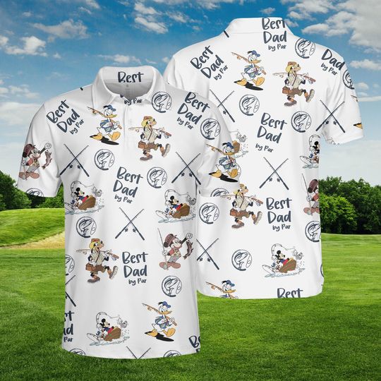 Mickey And Friends Fishing Dad Polo Shirt, Disney Reel Cool Dad Short Sleeve Golf Lover Shirt, Disney Fisherman Shirt, Father's Day Gift