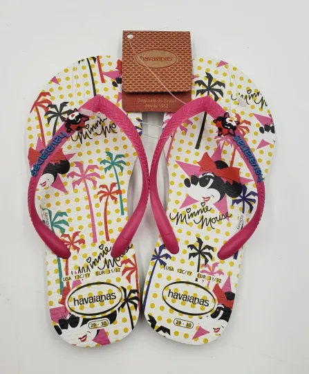 Havaianas Girl's Slip On USA Sz 13C/1Y EUR 31/32 New W/Tags Disney Minnie Mouse