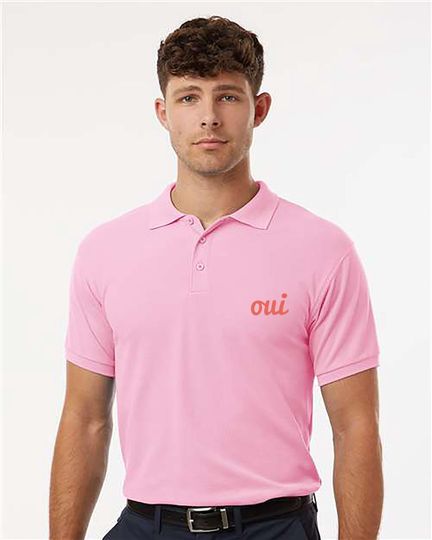 Embroidered Oui Polo Shirt, Cute Yes Tee, French Quote T-Shirt, Paris Polo Shirt, Paris Trip Shirt, French Language Polo Shirt
