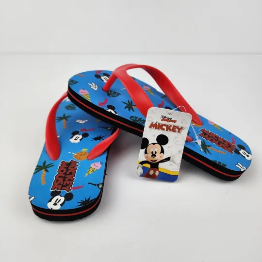 Disney Store Child Toddler Mickey Mouse Flip Flop Summer Sandals Blue Size 11/12