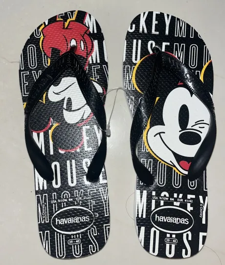 New Havaianas Mickey  Flip Flops Men’s Size 8 W 9/10 Brazil 39/40