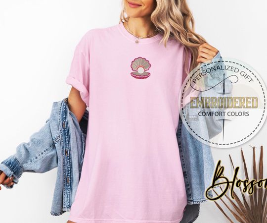 Ocean Pearl Shell Embroidered T-shirt