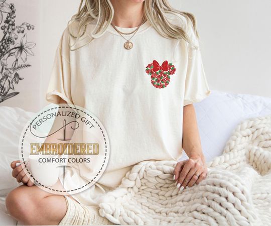 Strawberry Minnie Bow Embroidered T-shirt