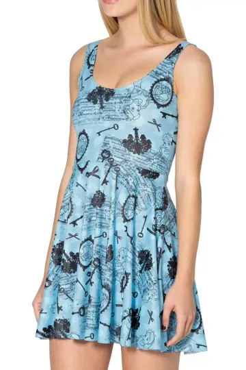 Blackmilk Vintage Alice Scoop Skater Dress Disney Alice In Wonderland Size XS