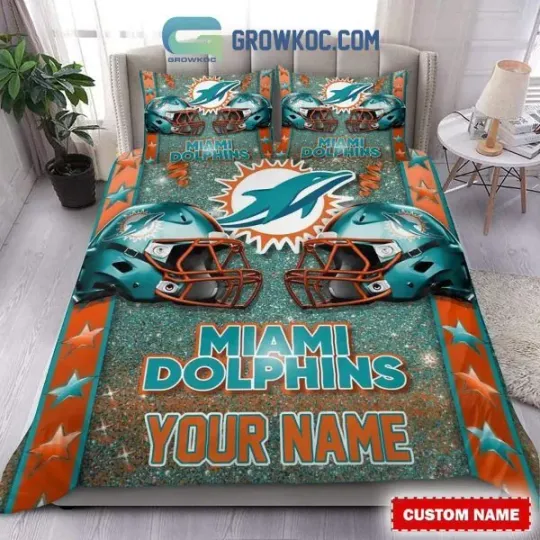 Miami Dolphins Star Wall Fan Bedding Set