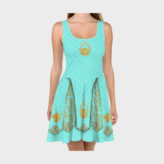 NWOT Handmade Princess Jasmine Fit and Flare Skater Dress size XL diseny aladdin