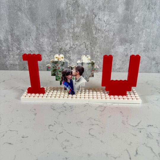 Custom I Love You Brick Puzzle | Personalized Heart Photo Gift | Romantic Building Block Keepsake