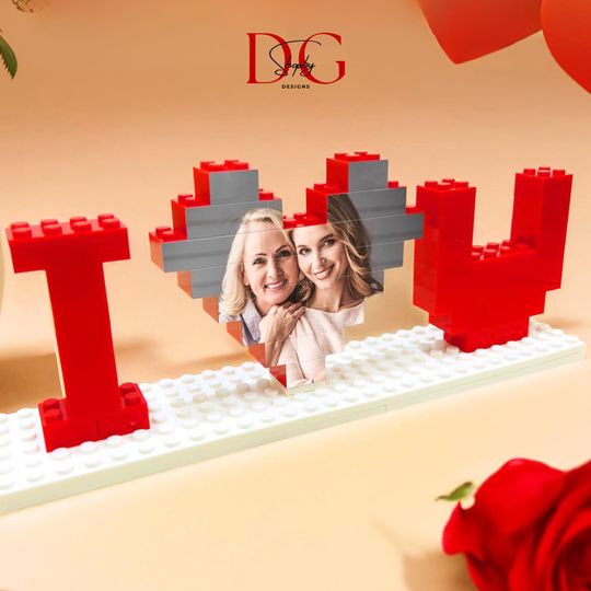 Custom Photo Building Blocks Puzzle  I Love You Puzzle, Unique Gift for Her, Girlfriend, or Mom  Mother's Day Personalized Keepsake