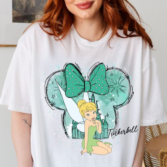Disney Tinkerbell Shirt, Tinker Bell Watercolor Minnie Ears Themed, Disney Castle, Disney Princess, Disney Matching, Disney Fairy Tink Tee