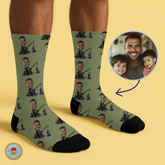 Discover Custom Fishing Socks for Dad  Personalized Crew Gift for Anglers, Fun Fathers Day Present, Unique Fisherman Accessory