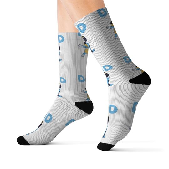 Fun BlueyDad Dad Socks | Gift for Dad, Custom Sublimation Socks, Funny Socks for Men, Unique Father's Day Gift, Playful Fashion Accessories