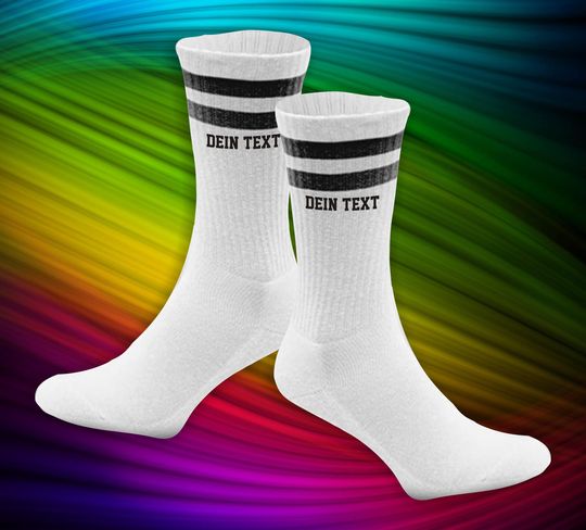 Socks Tennis Socks with your desired text Message Idea Mother's Day Father's Day Gift Tennis Socks Size 27-46 Children Adults 13 Colors