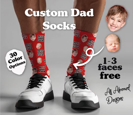 Custom Dad Socks, Personalized Face Socks for Dad, Fun Novelty Gift, Cozy Comfy Apparel, Trendy Fashion, Father's Day, Birthday Present
