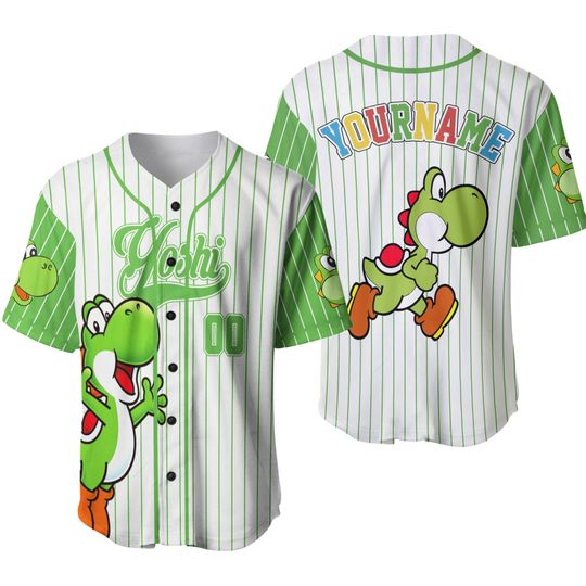 Personalized Retro Yoshi Baseball Jersey, Epic Universe Jersey, Jersey for Kids, Youth & Adults, Birthday Gift, Epic Universe