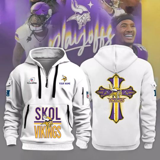 Minne sota Vikings Skol Vikings Playoffs Half Zip Hoodie