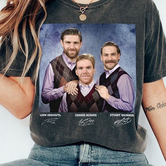 Connor McDavid Leon Draisaitl Stuart Skinner Hockey Vintage Shirt, Ice Hockey Funny 90s Shirt