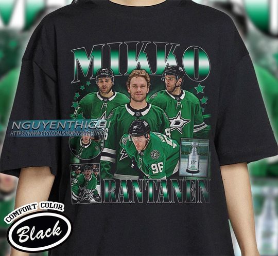 Mikko Rantanen Hockey T-shirt, Dallas Stars Hockey T-shirt, 90s Vintage Hockey Shirt, Hockey Gift For Fan