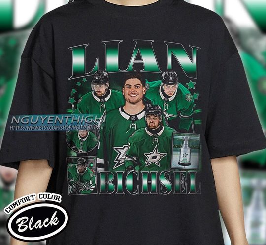 Lian Bichsel Hockey T-shirt, Dallas Stars Hockey T-shirt, 90s Vintage Hockey Shirt, Hockey Gift For Fan