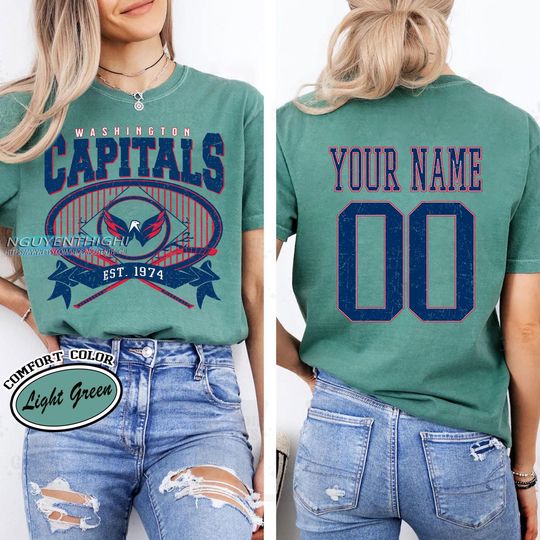 Personalized Washington Capitals T-Shirt | Hockey Fans | Custom Number | Retro Team Shirt