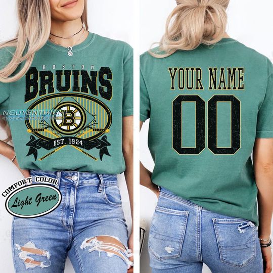 Personalized Boston Bruins T-Shirt | Hockey Fans | Custom Number | Retro Team Shirt