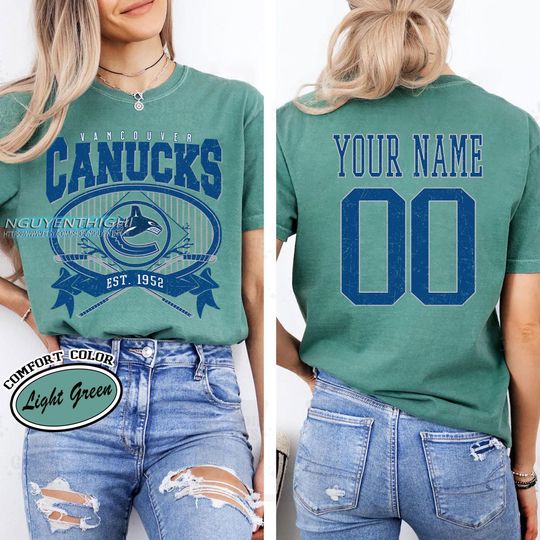 Discover Personalized Vancouver Canucks T-Shirt | Hockey Fans | Custom Number | Retro Team Shirt