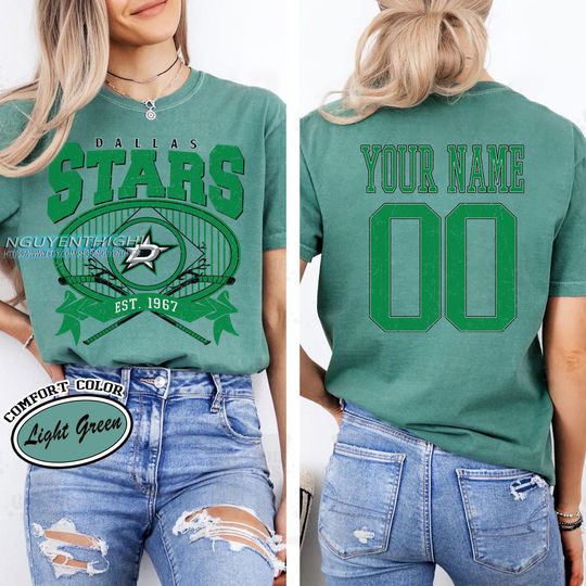 Personalized Dallas Stars T-Shirt | Hockey Fans | Custom Number | Retro Team Shirt