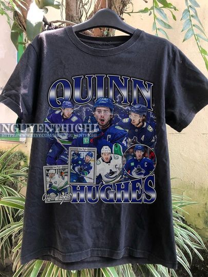 Quinn Hughes Shirt Ice Hockey American Professional Hockey Championship Sport Merch Vintage Graphic Tee Gift Fans