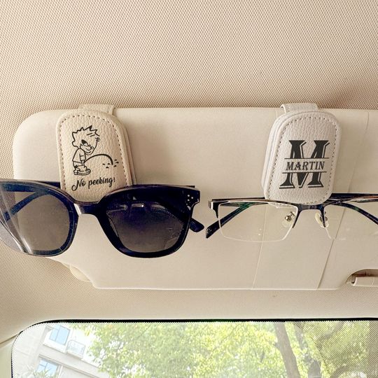 Customized Pattern Car Magnetic Glasses Storage Clip, Car Visor Glasses Holder, Sunglasses Holder, Gift For Dad,Car Decoration Gifts