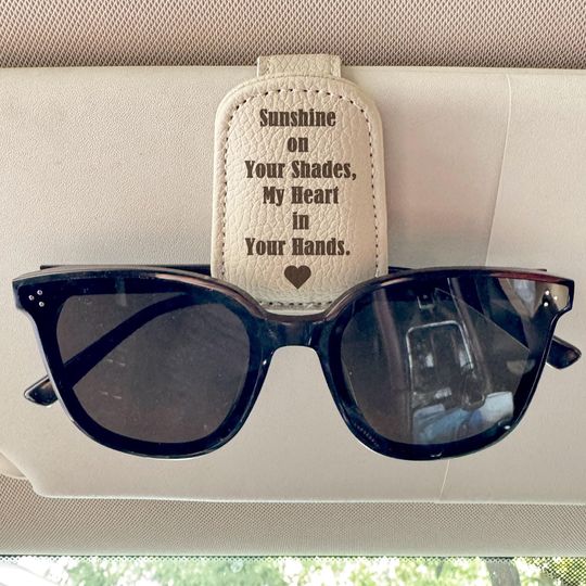 Glasses Holder With Driving Reminder Text, Sunglasses Holder Clip For Car Visor,Portable Glasses Holder,Gifts For Car Lovers