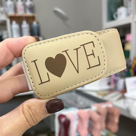 Custom Engraved Leather Sunglasses Holder Clip for Car Visor