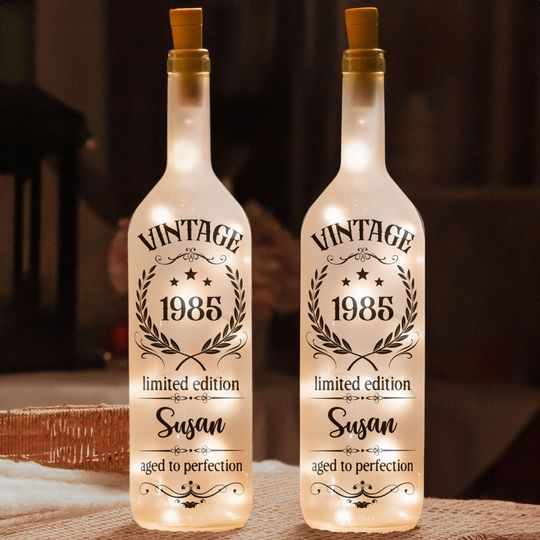 Limited Edition, Aged To Perfection, Personalized Bottle Lamp for Anniversary, Retro Birthday Gift for Him, Her, Mother Gift, Father Gift