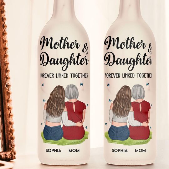Personalized Father And Daughter Bottle Lamp, Forever Linked Together Personalized Bottle Lamp, Happy Father Day Gift Lamp, Mama Gift