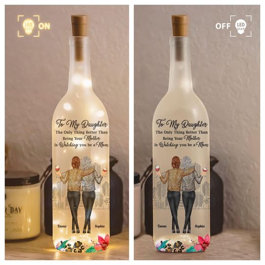 Personalized Father Day Bottle Lamp, Watching You Be A Mom Bottle Light, Father Day Gift Recycled Lamp, Gift For Mom