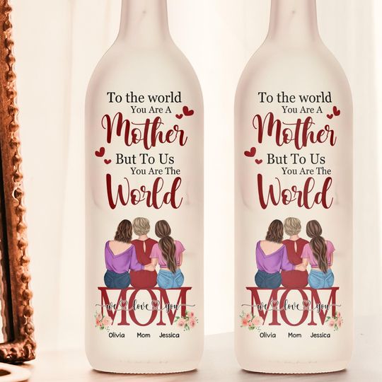 Personalized To Us You Are The World Bottle Lamp, Father Day Bottle Light, Happy Father Day Bottle Light, I Love Mom Lamp For Her
