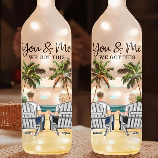 Custom You & Me We Got This Bottle Lamp, Personalized Bottle Lamp Women, Led Gift For Anniversary, Happy Women Day Gift, Wedding Lamp