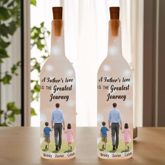 Personalized Bottle Lamp,Custom Name Night Light,Fist Bump Daddy Grandpa,Father's Day Gift to Him Dad Husband Uncle, Desk Lights Home Decor