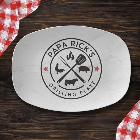 Customized Grilling Plate for Him, Father's Day BBQ Gifts, Personalized Serving Tray, Grilling Platter, Grandpa Gifts from Kids, Grill Gifts