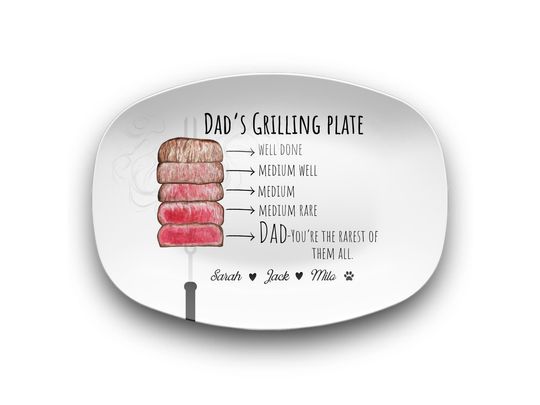 Grilling Plate for Dad | Personalized Platter Gift "Dad's Grilling Plate" Gift for Father's Day Birthday Him Custom Christmas Gift