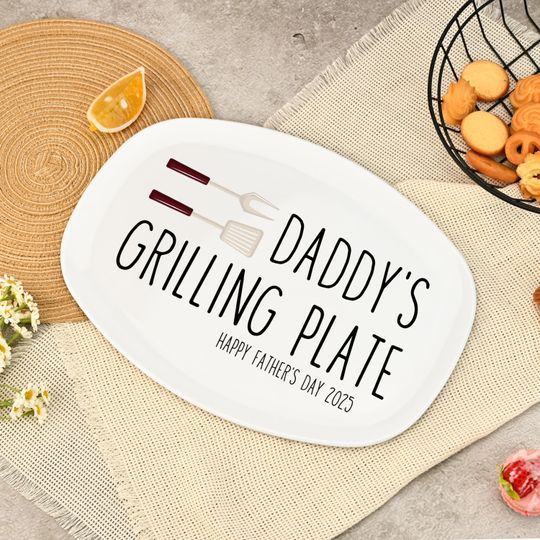 Custom Dad's Grilling BBQ Plate,Personalized Father's Platter Gifts,Father's Day Gift For Dad Grandpa,Grilling Platter Papa Dad Gift