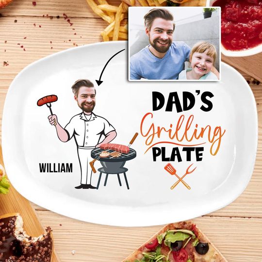 Dad Grilling Plate, Fathers Day Gift from Kids, Personalized Grilling Plate, Grilling Plate with Kids Names, BBQ Gift for Dad Platter Gift