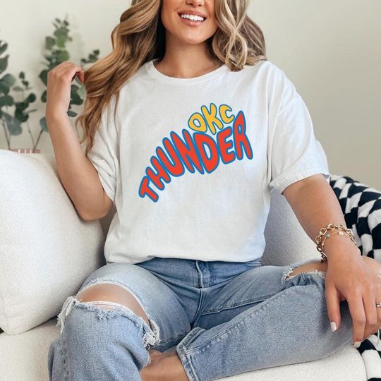 Women's Groovy OKC Thunder T-Shirt, Retro Oklahoma City Basketball Apparel