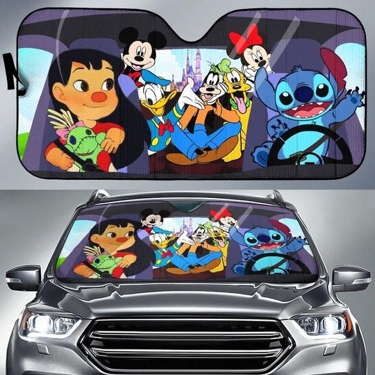 Lilo And Stitch Car Sunshade, Mickey And Friends Car Windshield, Disney Movie Car Decor, Stitch 2025 Auto Sun Shade, Disneyland Gift