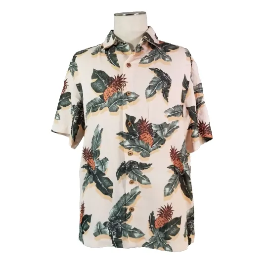 Caribbean shirt men's large pink floral Hawaiian outdoor tropical  preppy