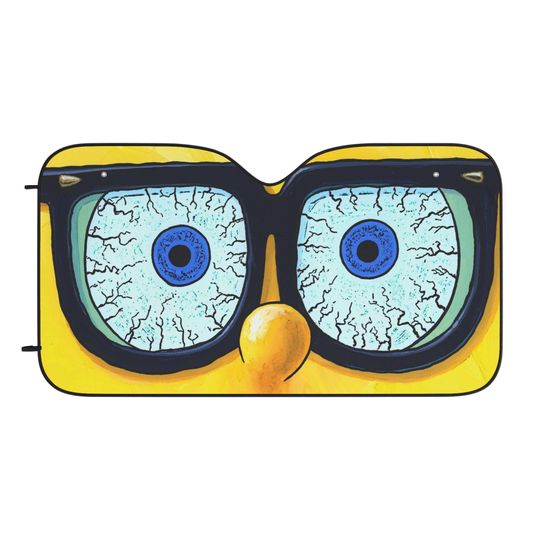 Funny Car Sun Shades with Spongebob Eyes, Sun Blocker for Car Windshield, Summer Road Trip Accessory, Gift for Car Lovers, UV Protection