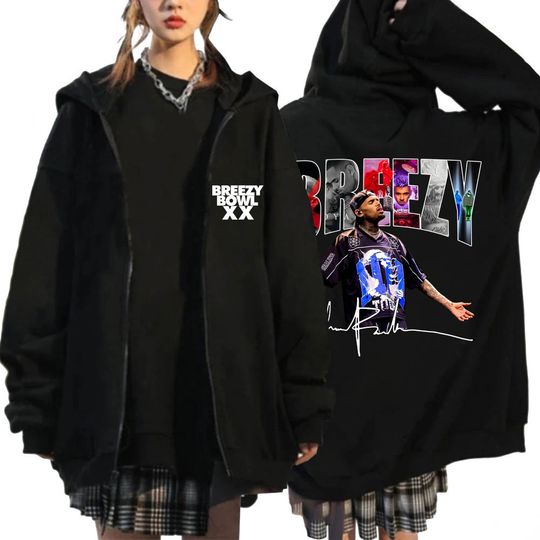 Chris Brown Breezy Bowl XX 2025 Tour Zip Up Hoodie