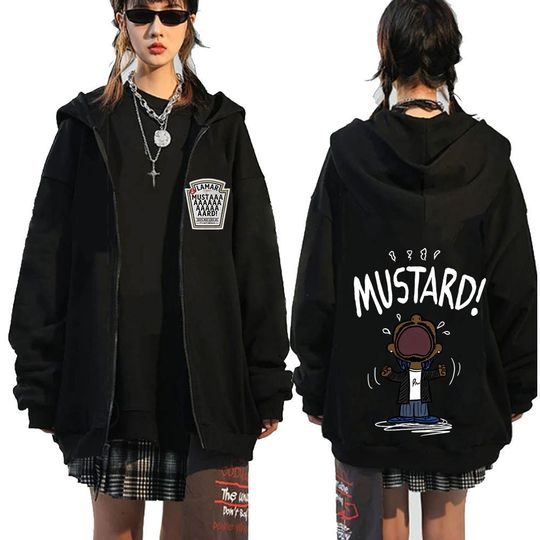 Rapper Kendrick Lamar Mustard Double Sided Zip Hoodie